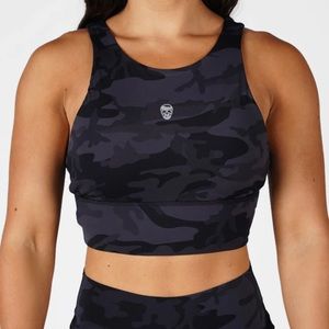 Gymreapers Revive High-Neck Sports Bra - Midnight Camo
